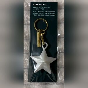 Starbucks Gold and White Star Keychain